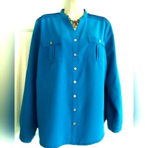 Kim Rogers L/S button down blouse, Large, like new!